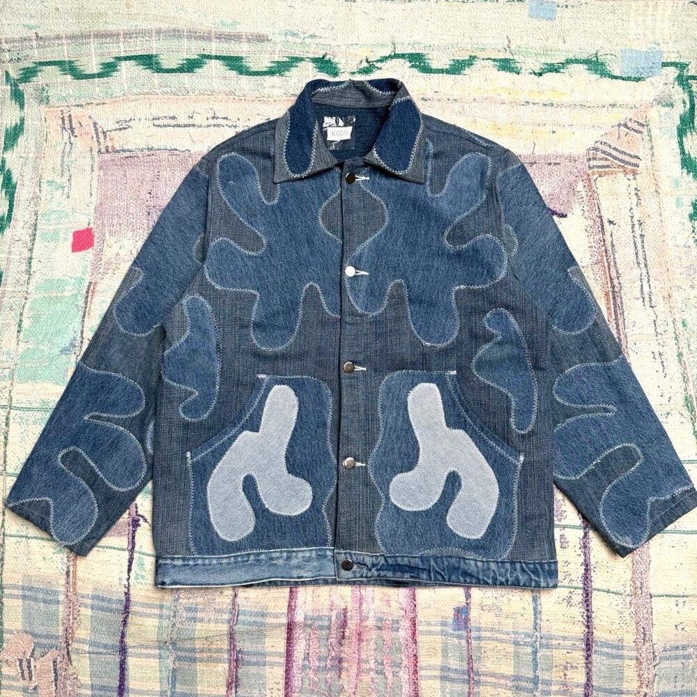 Custom upcycled patchwork denim jacket size medium